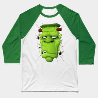 Frankenstein Ugly Portrait and Spiders Baseball T-Shirt